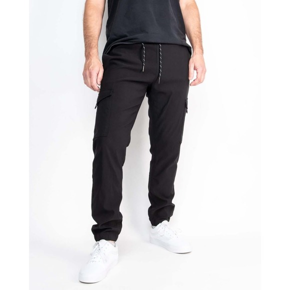 Ring of Fire Other - Ring of Fire Mens Tech Cargo Joggers Black Stretch Utility Pants Medium NWT